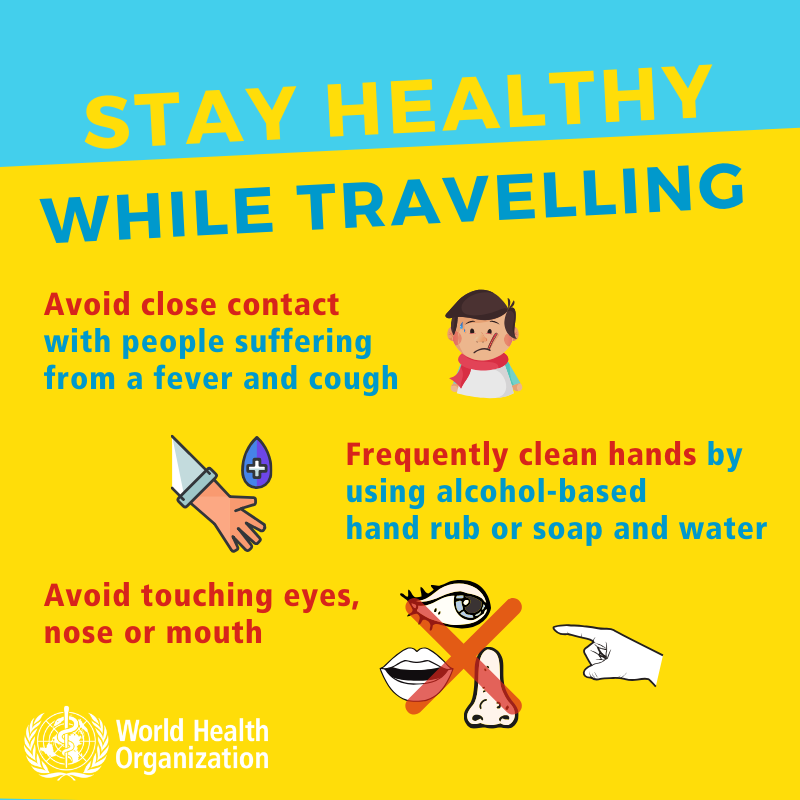 stay healthy while traveling. Coronavirus. avoid close contact