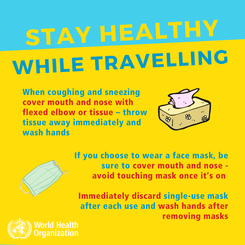 stay healthy while traveling. Coronavirus. When coughing and sneezing.