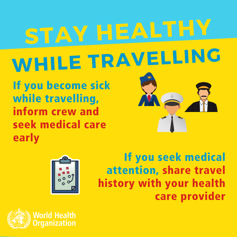 Stay healthy while traveling. Coronavirus. If you become sick inform crew.
